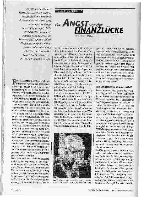 Vorschauseite 1: Die Angst vor der Finanzlücke Pflegeversicherung