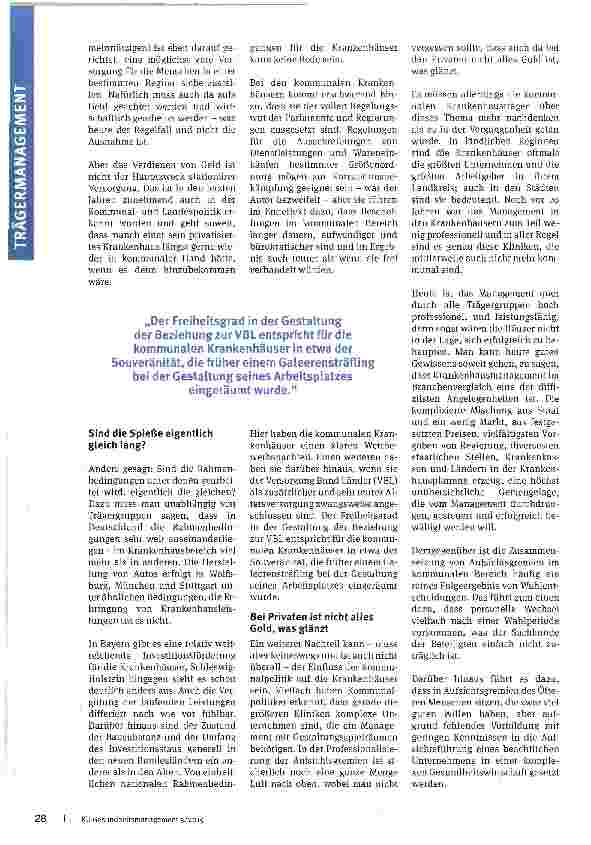 Vorschauseite 2: Die Zukunft der kommunalen Kliniken - rosig oder grau?