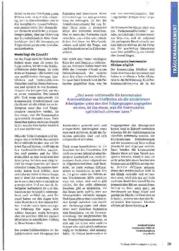 Vorschauseite 3: Die Zukunft der kommunalen Kliniken - rosig oder grau?