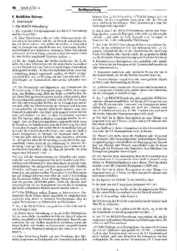 Vorschauseite 2: Registrierung, Bewertung, Zulassung und Beschränkung chemischer Stoffe (REACH)
