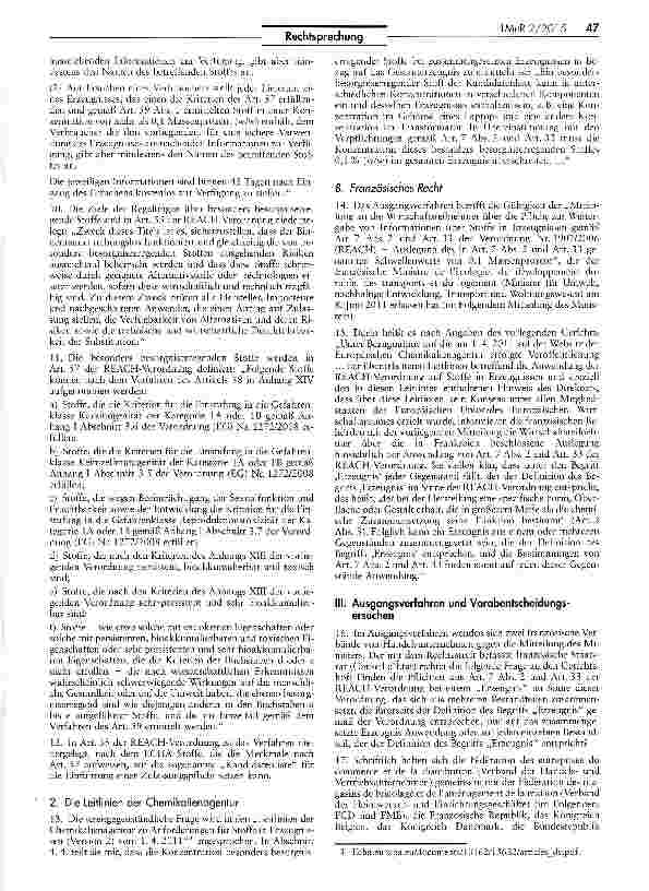 Vorschauseite 3: Registrierung, Bewertung, Zulassung und Beschränkung chemischer Stoffe (REACH)