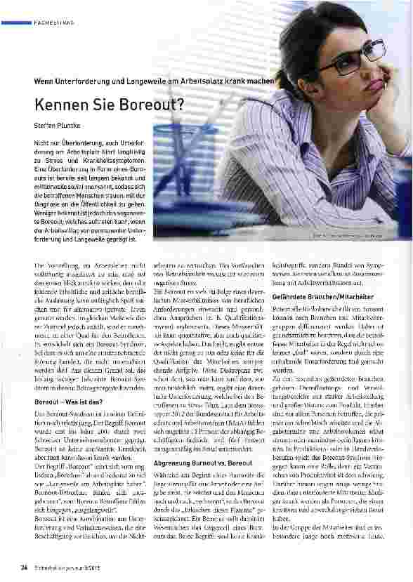 Vorschauseite 1: Kennen Sie Boreout?