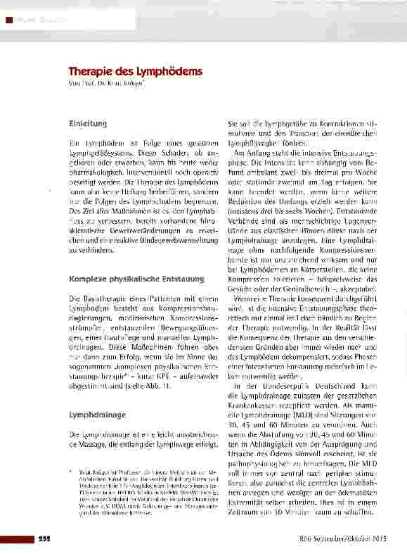 Vorschauseite 1: Therapie des Lymphödems