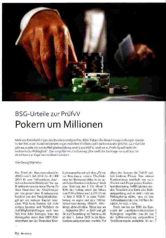 Vorschauseite 1: BSG - Urteil zur PrüvVPokern um Millionen