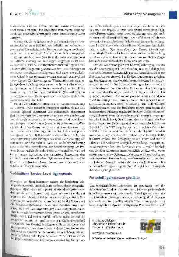 Vorschauseite 4: Wirtschaftlichkeit der Radiologie aus der Perspektive des Krankenhaus-managements