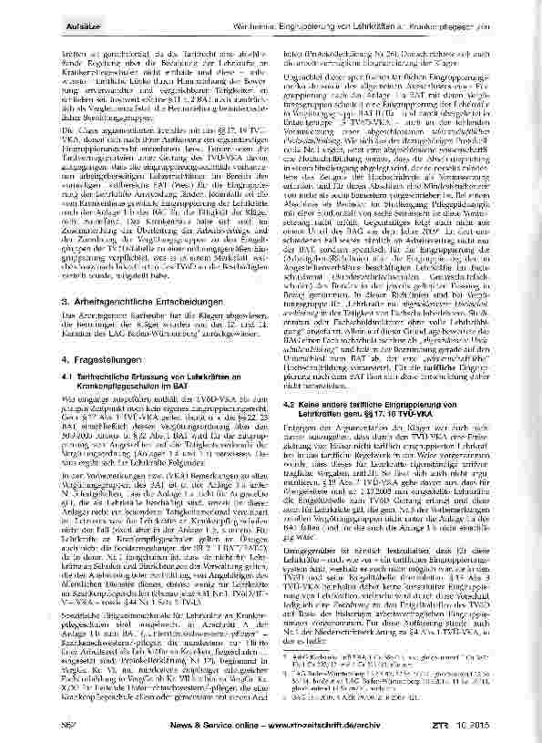 Vorschauseite 2: Eingruppierung von Lehrkräften an Krankenpflegeschulen im Anwendungsbereich des TVöD-VKA