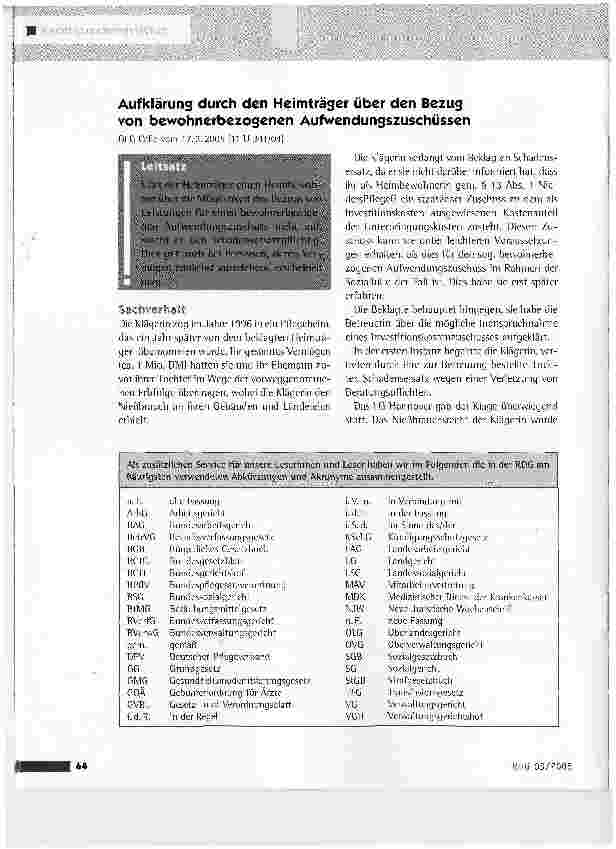 Vorschauseite 1: Aufklärung durch den Heimträger über den Bezug von bewohnerbezogenen Aufwendungszuschüssen