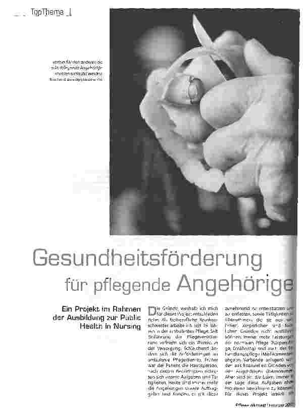 Vorschauseite 1: Gesesundheitsförderung für pflegende Angehörige