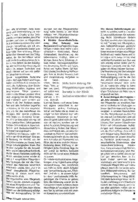 Vorschauseite 4: Gesesundheitsförderung für pflegende Angehörige