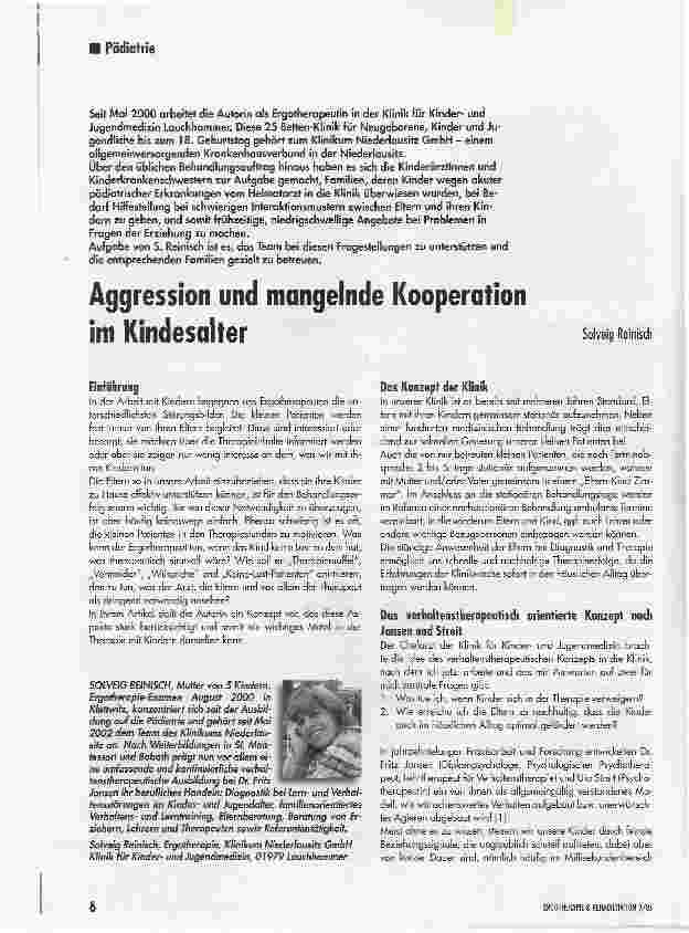 Vorschauseite 1: Aggression und mangelnde Kooperation im Kindesalter