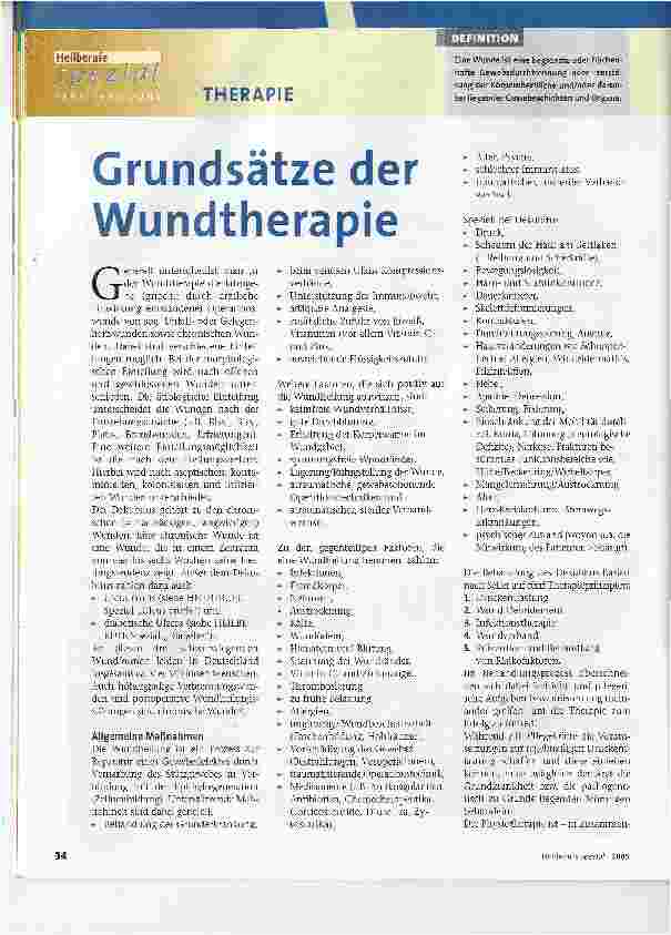 Vorschauseite 1: Grundsätze der Wundtherapie