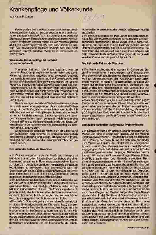 Vorschauseite 1: Krankenpflege und Völkerkunde