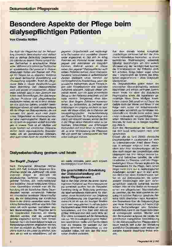 Vorschauseite 1: Besondere Aspekte der Pflege beim dialysepflichtigen Patienten