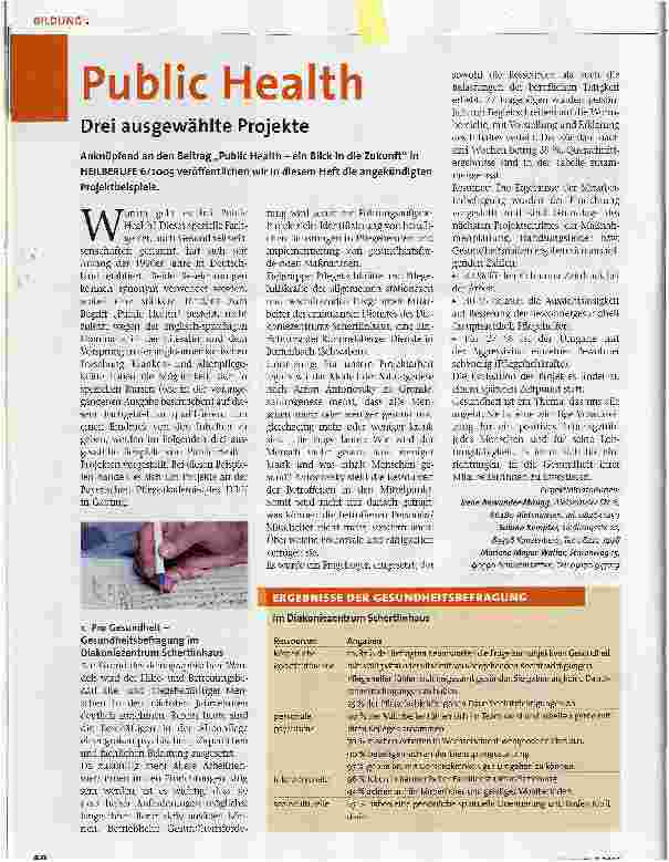 Vorschauseite 1: Public HealthDrei ausgewählte Projekte