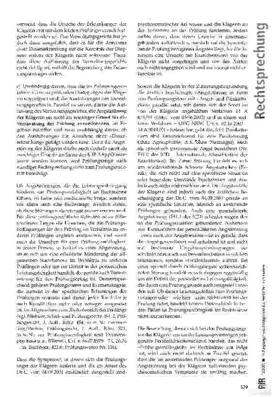 Vorschauseite 3: Prüfungsangst entschuldigt nicht das Fernbleiben vom Examen