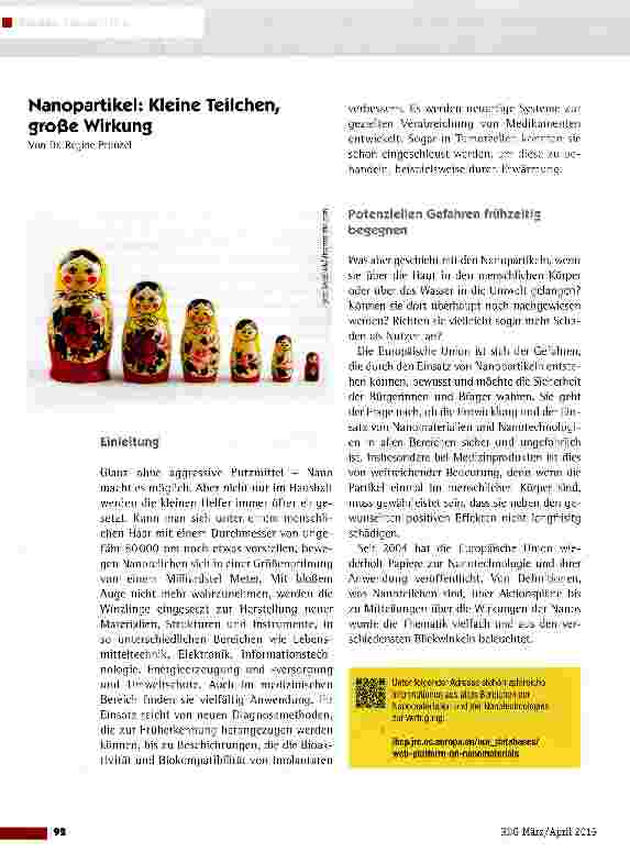Vorschauseite 1: Nanopartikel: Kleine Teilchen, große Wirkung