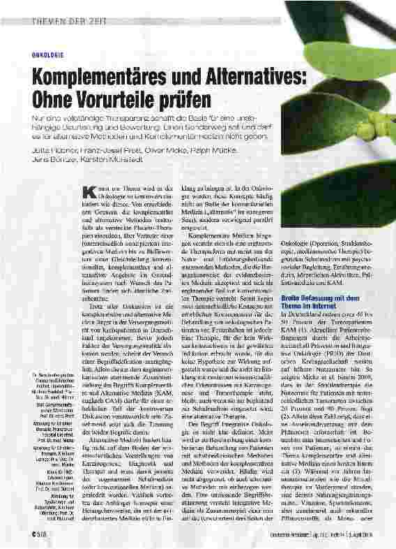 Vorschauseite 1: Komplementäres und Alternatives Ohne Vorurteile prüfen
