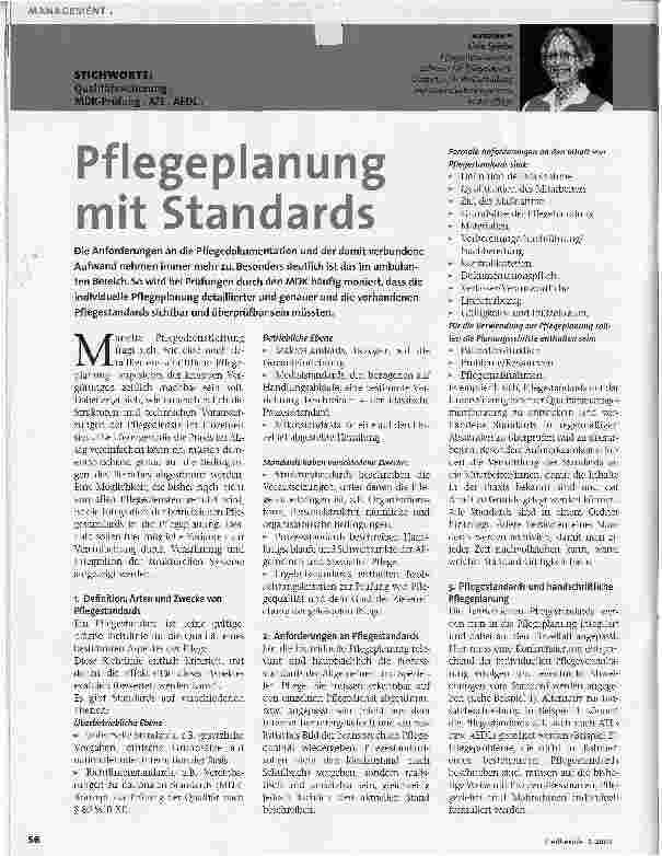 Vorschauseite 1: Pflegeplanung mit Standards