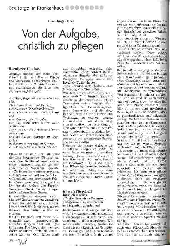Vorschauseite 1: Von der Aufgabe, christlich zu pflegen
