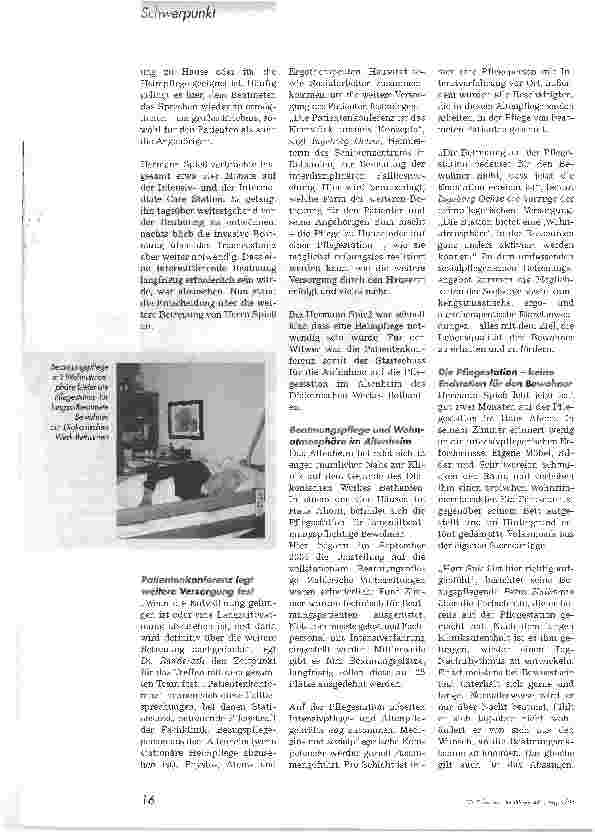 Vorschauseite 3: Beatmungsplatz mit AussichtSolinger Konzept bietet Rundum-Betreuung für langzeitbeatmete Patienten