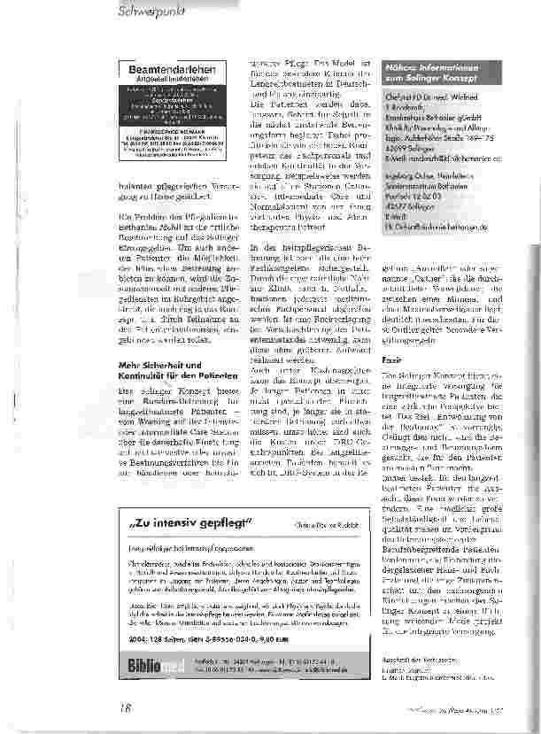 Vorschauseite 5: Beatmungsplatz mit AussichtSolinger Konzept bietet Rundum-Betreuung für langzeitbeatmete Patienten