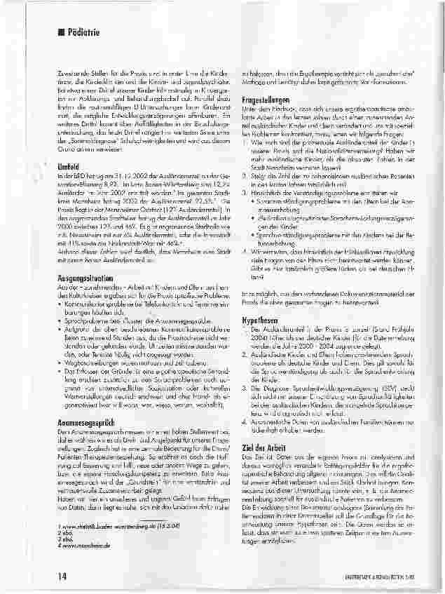 Vorschauseite 2: Zuwanderungsland Deutschland. Vergleich von Anamnesedaten zwischen deutschen und ausländischen Familien*