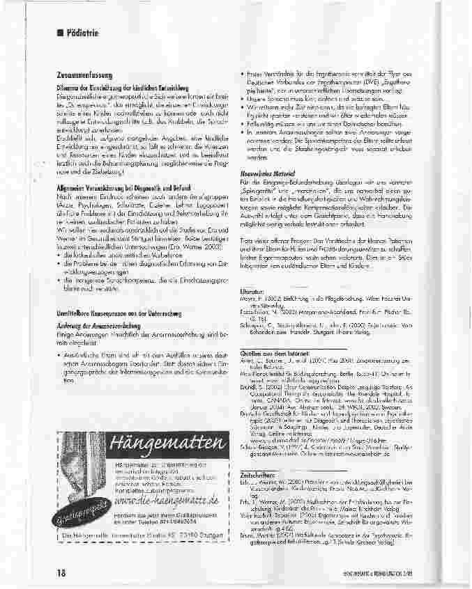 Vorschauseite 6: Zuwanderungsland Deutschland. Vergleich von Anamnesedaten zwischen deutschen und ausländischen Familien*