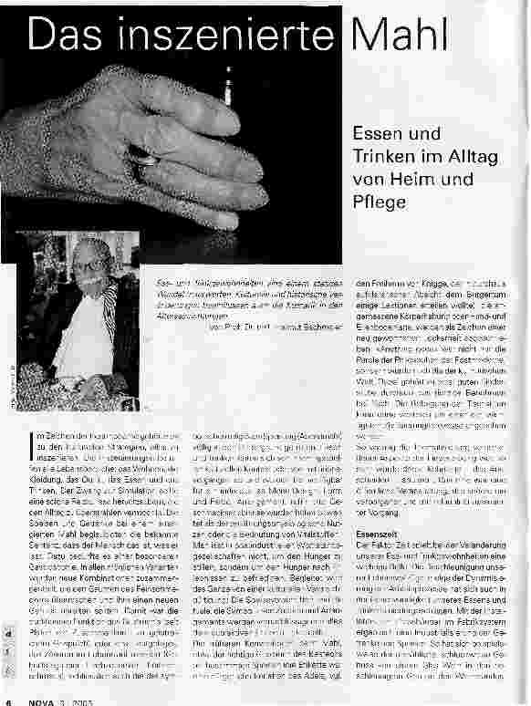 Vorschauseite 1: Das inszenierte Mahl. Essen und Trinken im Alltag von Heim und Pflege