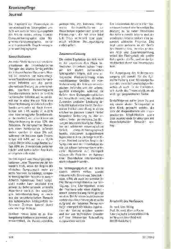 Vorschauseite 3: Thrombolysetherapie bei cerebralem Insult