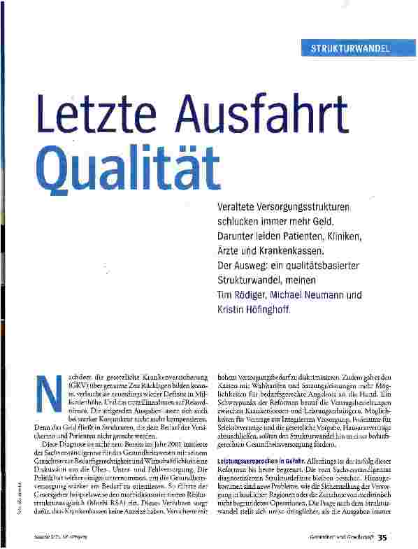 Vorschauseite 1: Letzte Ausfahrt Qualität