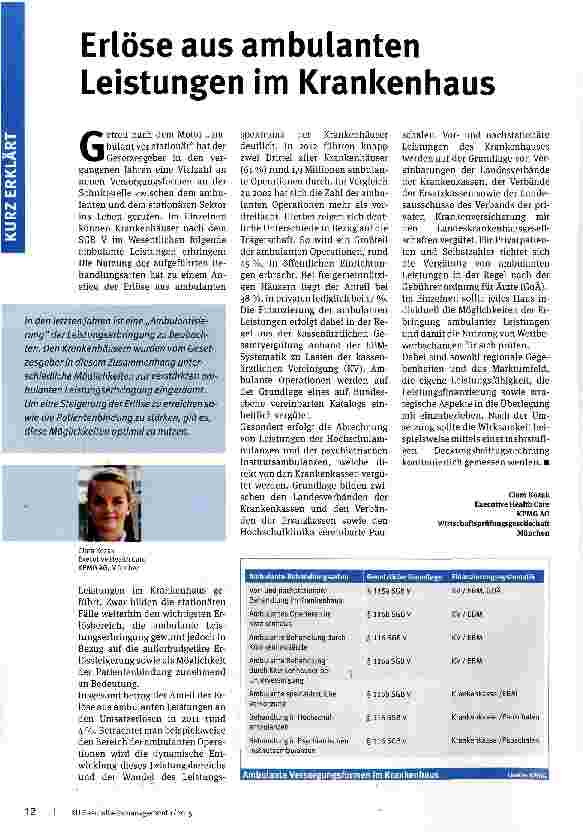 Vorschauseite 1: Erlöse aus ambulanten Leistungen im Krankenhaus