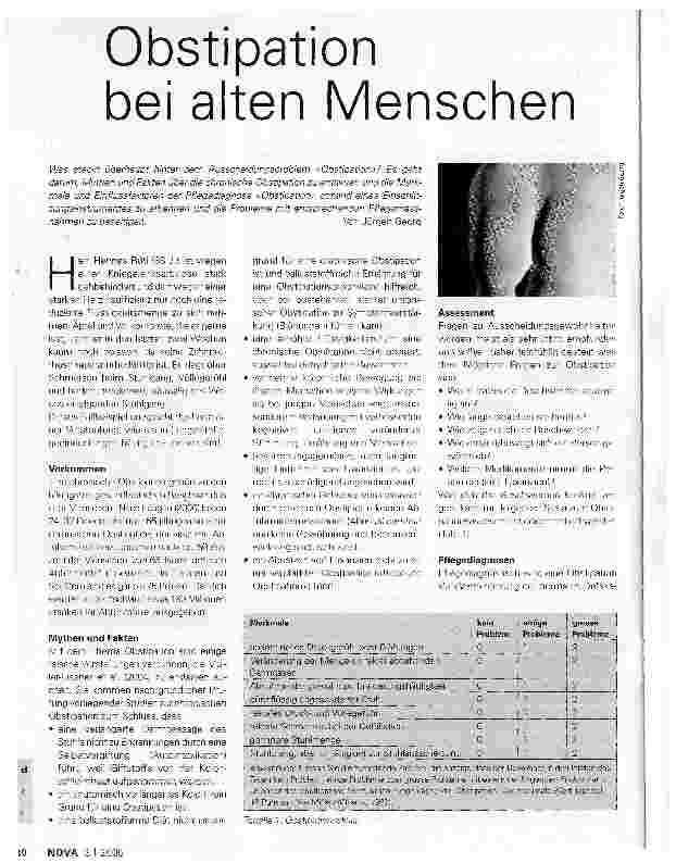 Vorschauseite 1: Obstipation bei alten Menschen
