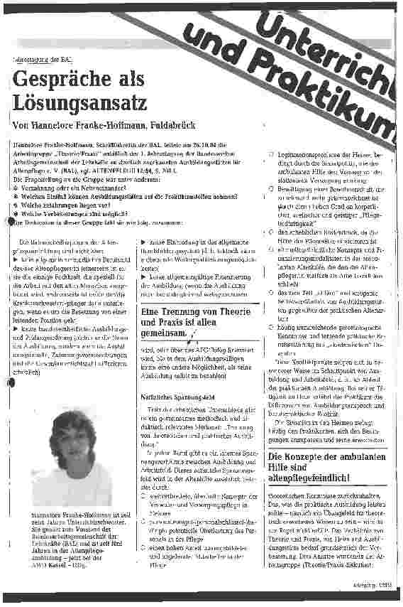 Vorschauseite 1: Gespräche als Lösungsansatz Jahrestagung der BAL