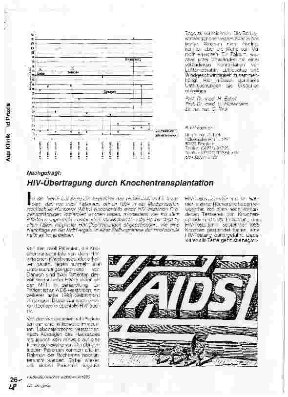 Vorschauseite 1: HIV-Übertragung durch KnochentransplantationNachgefragt: