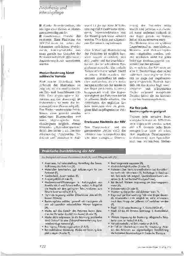 Vorschauseite 3: Die nicht-invasive Beatmung. Eine wieder entdeckte Beatmungstechnik findet zunehmenden Einsatz in der Intensivmedizin
