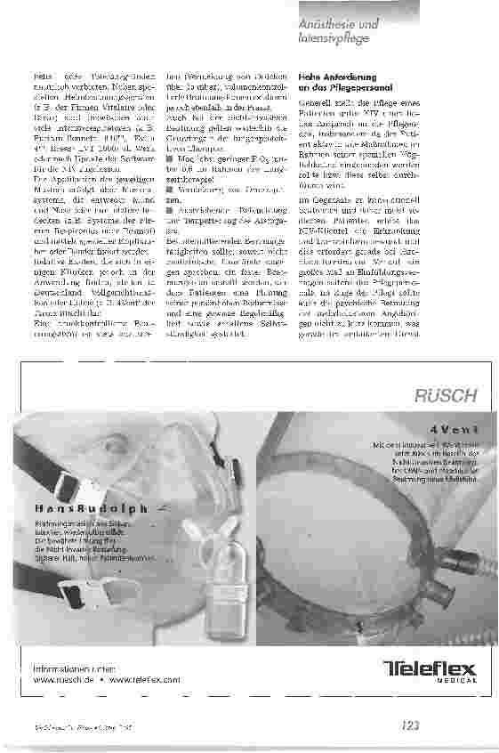 Vorschauseite 4: Die nicht-invasive Beatmung. Eine wieder entdeckte Beatmungstechnik findet zunehmenden Einsatz in der Intensivmedizin