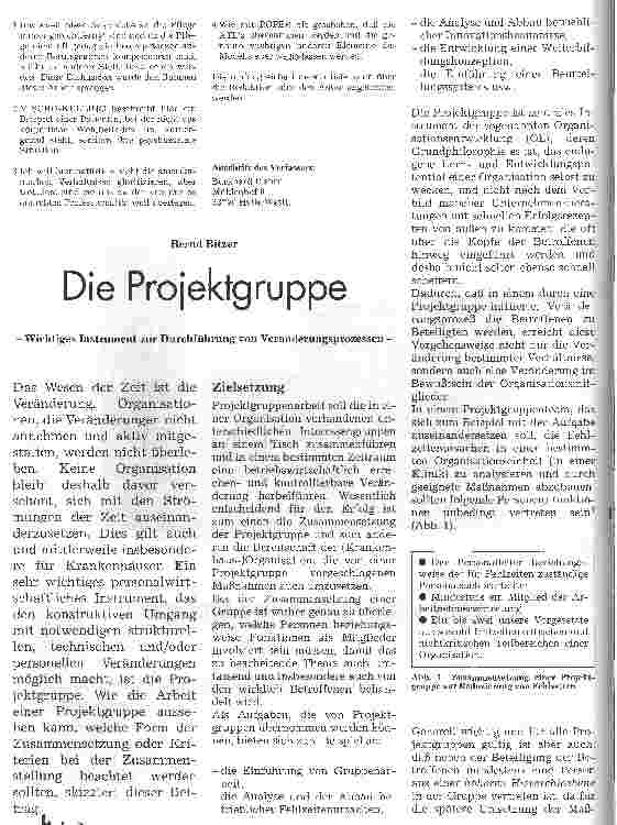 Vorschauseite 1: Die Projektgruppe - Wichtiges Instrument zur Durchführung von Veränderungsprozessen -