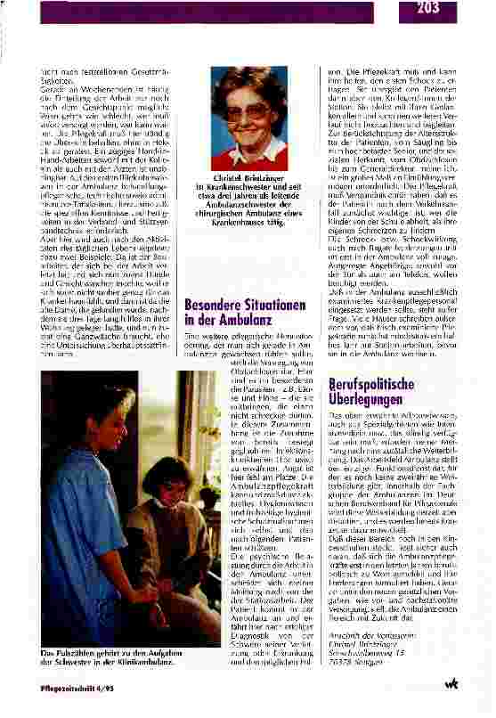Vorschauseite 2: Aufgaben der Pflegenden in Klinikambulanzen Pflegerische Arbeit in Funktionsdiensten