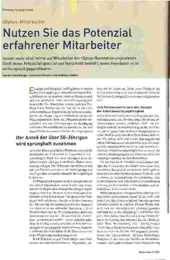 Vorschauseite 1: 40plus-MitarbeiterNutzen Sie das Potenzial erfahrener Mitarbeiter