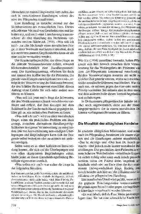 Vorschauseite 2: Zum moralischen Handeln in der Pflege Drittes Internationales Osnabrücker Symposium Pflegewissenschaft 17./18. November 1994