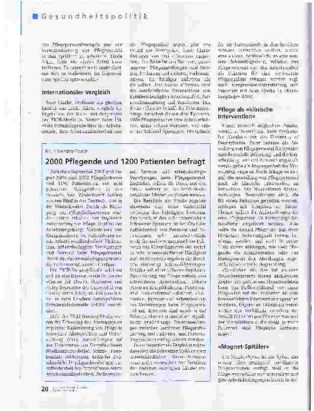 Vorschauseite 3: Studie zur impliziten Rationierung der Pflege in der SchweizSchlechtere Resultate als Folge des Sparens