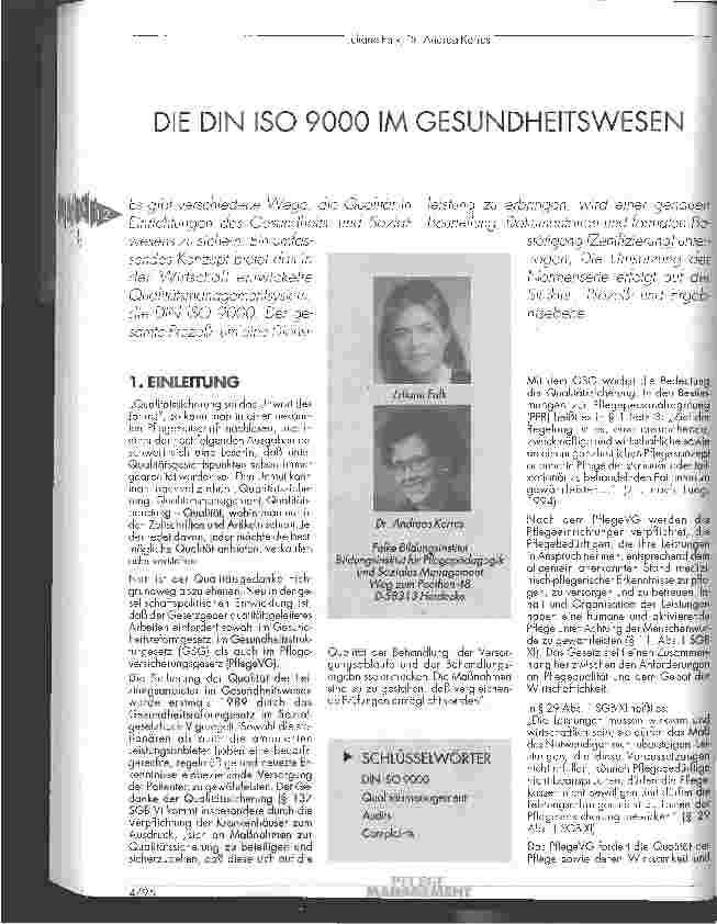 Vorschauseite 1: Die DIN ISO 9000 im Gesundheitswesen