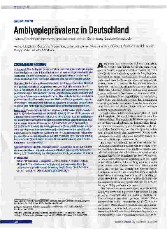 Vorschauseite 1: Amblyopieprävalenz in Deutschland