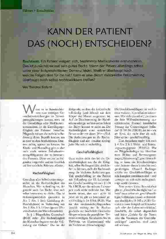 Vorschauseite 1: KANN DER PATIENT DAS (NOCH) ENTSCHEIDEN?