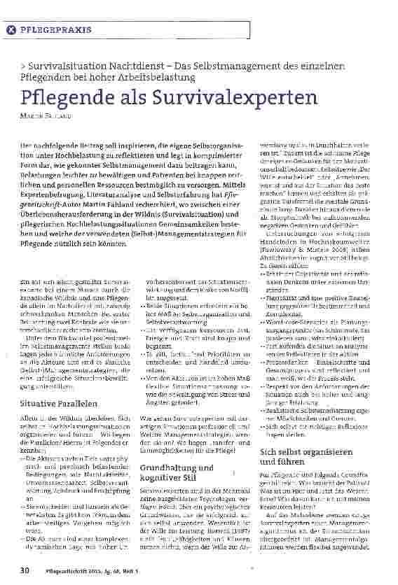 Vorschauseite 1: Survivalsituation Nachtdienst - Das Selbstmanagement des einzelnen Pflegenden bei hoher Arbeitsbelastung Pflegende als Survivalexperten