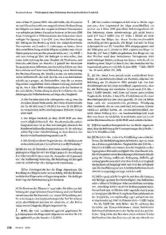 Vorschauseite 2: Wirksamkeit einer Befristung durch gerichtlichen Vergleich