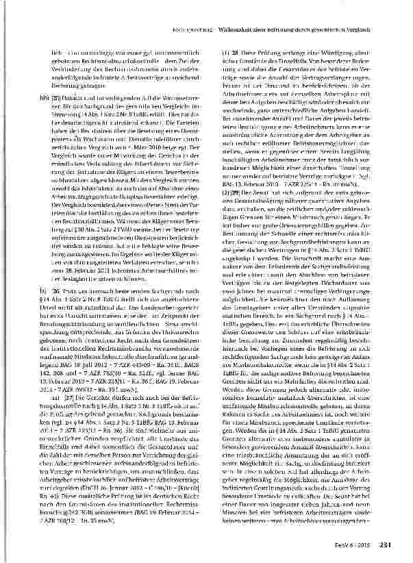Vorschauseite 5: Wirksamkeit einer Befristung durch gerichtlichen Vergleich