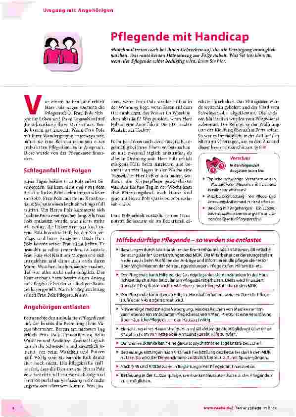 Vorschauseite 1: Pflegende mit Handicap