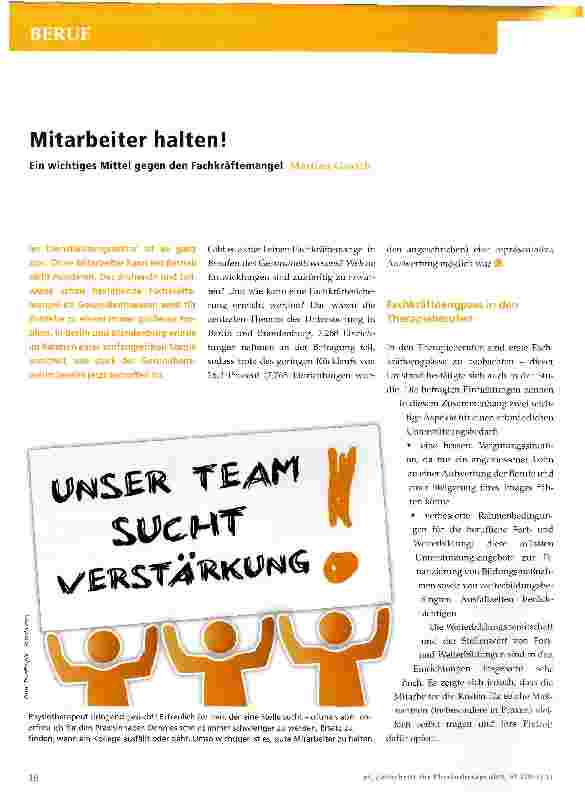 Vorschauseite 1: Mitarbeiter halten! Ein wichtiges Mittel gegen den Fachkräftemangel
