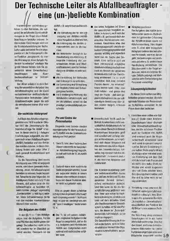 Vorschauseite 1: Der Technische Leiter als Abfallbeauftragter - eine (un-) beliebte Kombinantion